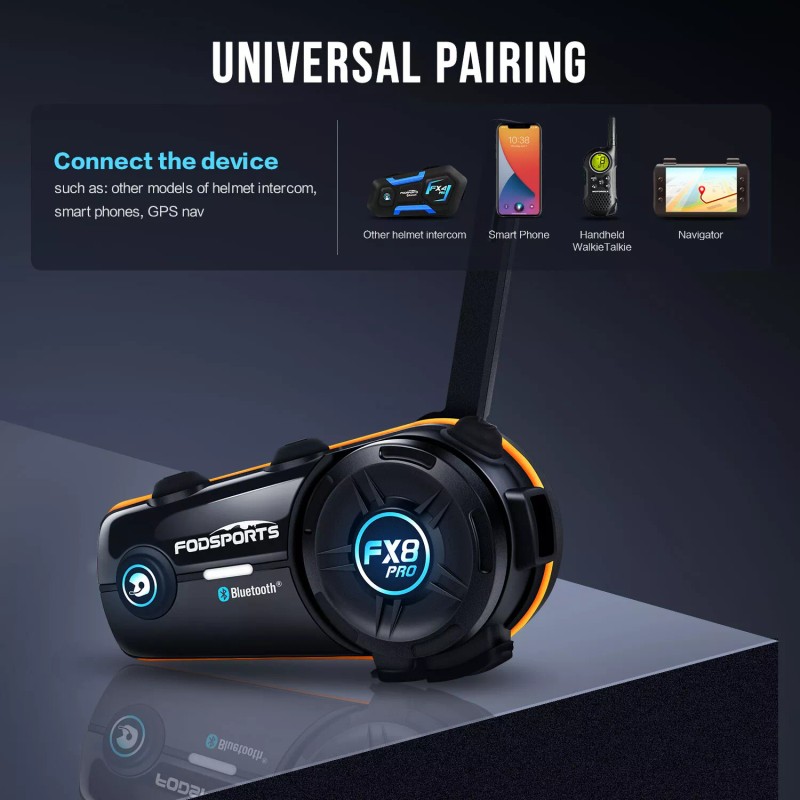 Fodsports FX8 Pro Motorcycle Helmet Intercom Bluetooth Headset 10 Riders