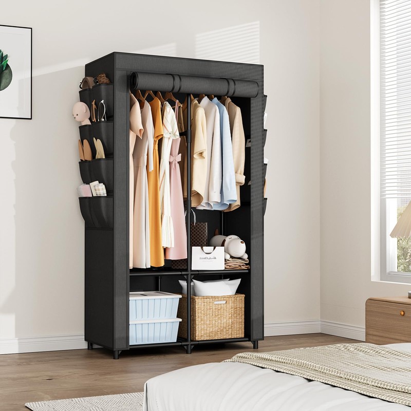 BrFoYu Portable Closet for Hanging Clothes, Portable Wardrobe Closet with
