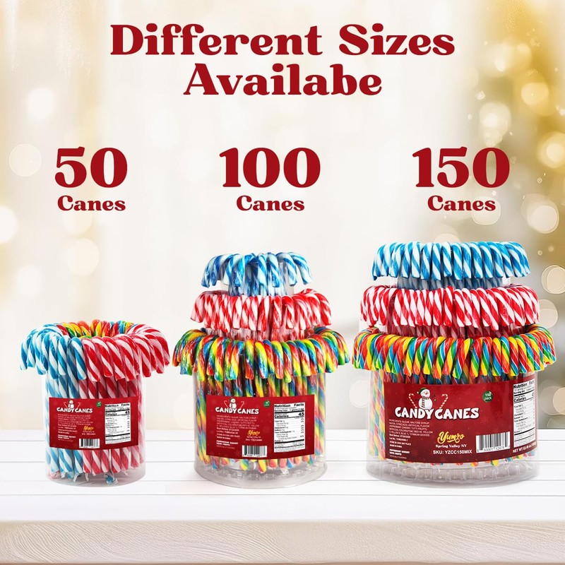 Christmas Candy Canes Tutti Frutti, Blue/White Peppermint, Red and White