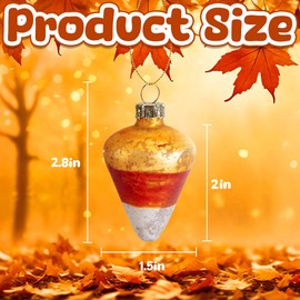 Watayo 12 Pcs Fall Thanksgiving Glass Candy Corn Ornaments- 2" x 1.5" Glass Candy Corn Hanging Ornaments- Fall Candy Corn Tree Ornament Pendant for Autumn Thanksgiving Christmas Home Decor