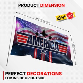 Fun Flags America Fighter Jet Flag - Durable and Weather Resistant Patriotic Flags, Vibrant Color USA Banner, 3x5 Indoor And Outdoor Flag