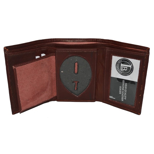 LB LEATHERBOSS Sheriff Shield Badge Holder - Style 2517ta (Burgundy)