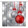 YSATNSFT Merry Christmas Shower Curtain Red Silver Christmas Ball Glittering