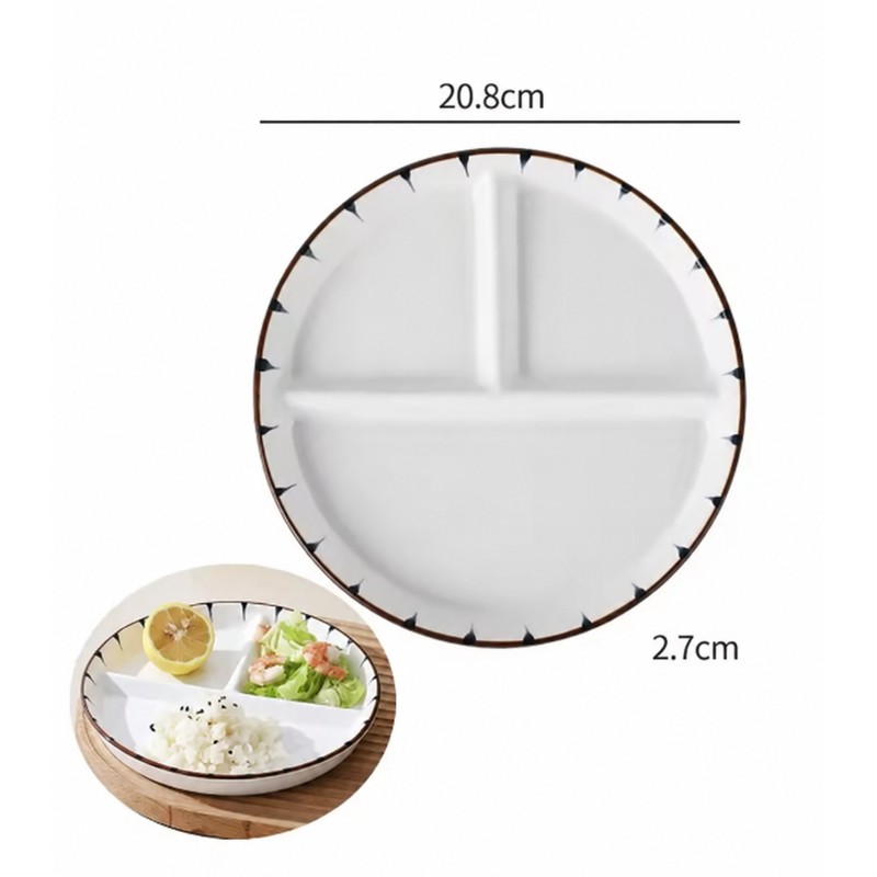8-Inch Bone China Divided Plate for Breakfast & Meals –