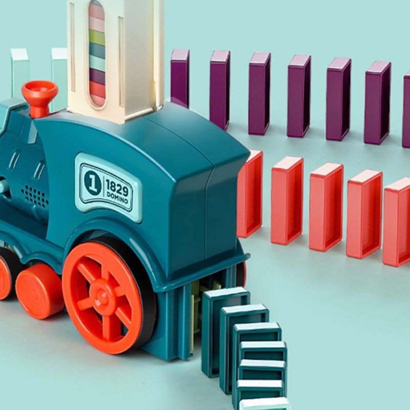 60 Pcs Domino Train Blocks Set Automatic Laying Electric Train