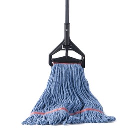 Matthew Residential&Commercial Mop 2 Set&2 Mop Replacement Heavy Duty Industrial Mops w/Adjustable Side-Gate Handle(Quick-Change Gripper) Looped-End String Wet Cotton Mop for Home,Office,Warehouse