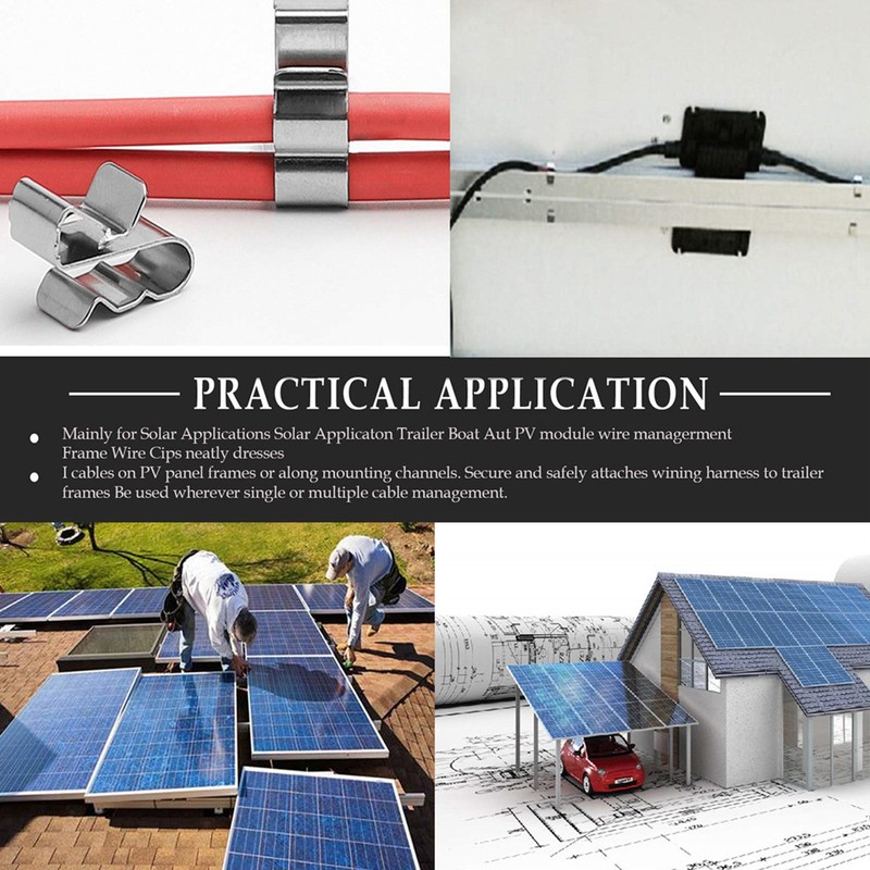 50Pcs Photovoltaic Cable Clip Wire Clamp Cord Fixing Holder Set