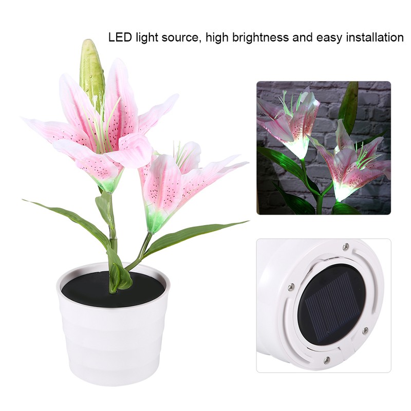 Solar LED Artificial Lily Lamp Simulation Bonsai Decor Flower Light