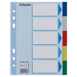 Leitz Blanko plastic dividers, A4, PP, 5 sheet, assorted colours