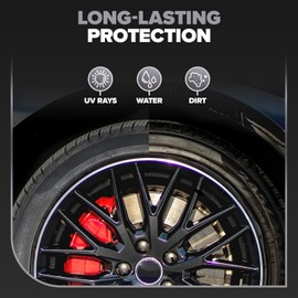 Carfidant Tire Shine Spray - Black Satin Finish - Premium Car Tire Dressing - 18 fl. Oz. Kit with Applicator Pad - Long Lasting - No Sling No Grease Formula with UV Protection