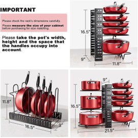 Mudeela Pots And Pans Organizer Under Cabinet Storage Rack Easy Install Black
