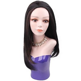 HAIRWAY Media Peluca Quick Wear Weave Pelucas Para Mujeres Pelo Sintético Recto 16 Pulgadas 3/4 Medio Arriba Medio Abajo Peluca Perfecta Rayita Peluca