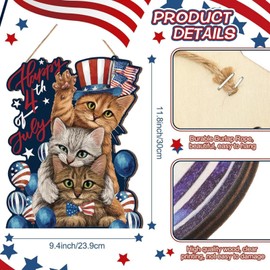 Independent Day Decoration Cute Cat Decorations Door Hanger for Outdoor Farmhouse Porch Front Door Irregular Shape Door Sign Hanging Door Flag Decor Wooden Sign Door