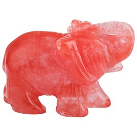 mookaitedecor Natural Cherry Quartz Elephant Ornament Figurine,Healing Crystal Energy Gemstone Reiki Statue Home Decor,1.5 Inches