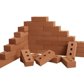 Deekin Foam Brick Building Blocks for Kids Thick Blocks Foam Large Fake Brick Construction Toy for Stacking Construction, 8 x 4 x 2.4 in(30 Pcs,Circle Holes)