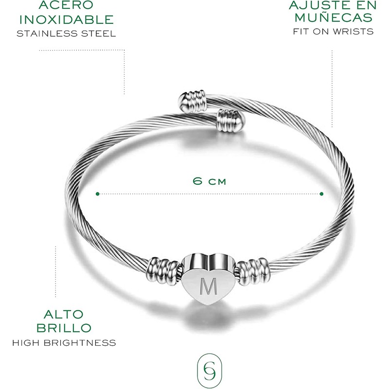 Clepsidra® Pulseras de mujer personalizadas con inicial. Accesorios y regalos