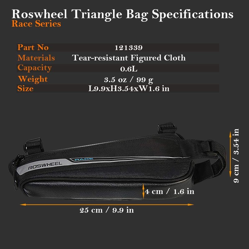 Roswheel Race Series 121444 Bike Frame Mounted Bag Bicycle Triangle