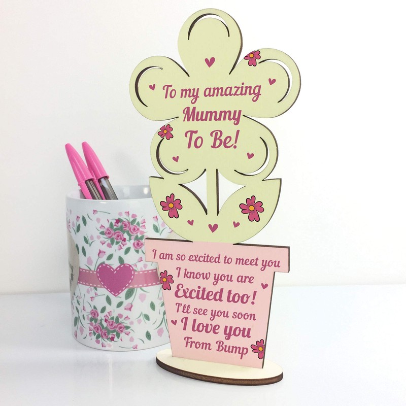 RED OCEAN Mummy To Be Gifts From Bump Wooden Flower