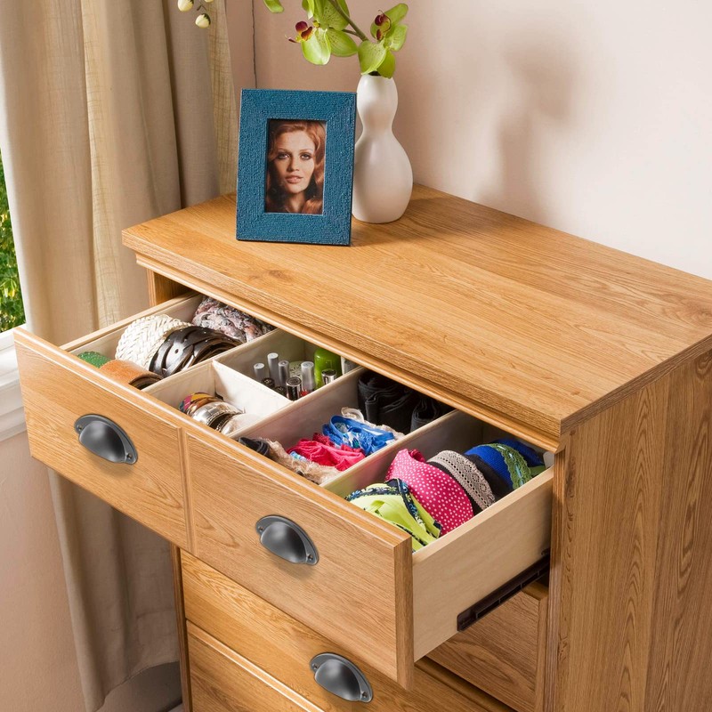 Bivethoi 20 Pack Cabinet Bin Cup Pulls Black Half Moon