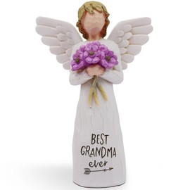 AUKEST Grandma Gift, Christmas Day Birthday Gifts for Grandma, Great Grandma Gifts, First Time Grandma Gifts, Gifts Ideas for Grandma, Sculpted Hand-Painted Figure (Purple Flowers)
