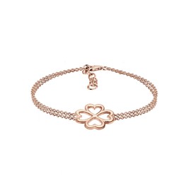 Elli Women's 925 Sterling Silver Rose Gold Plated Clover Leaf Bracelet - 16cm length