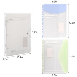 2Pcs 3 Ring Binder 1 Inch with 4Pcs Plastic Envelopes，Ring Binder for School or Office Supplies, Assorted Colors