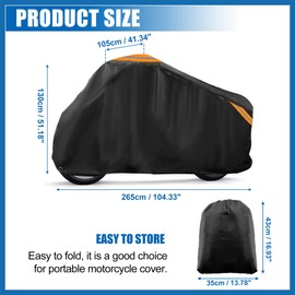 A ABSOPRO Motorcycle Cover Waterproof Rain Dust Protector for Harley Davidson Cruiser Sportster Fatboy Softail Dyna Super Glide Fits 104" Black Item Replacement