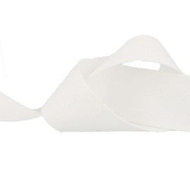 Cotton Twill Tape from Plush Addict Soft Herringbone Twill Weave Ribbon - Light Webbing for Brinding Bag Making Sewing and Dressmaking - White - 25mm x 2 Metres