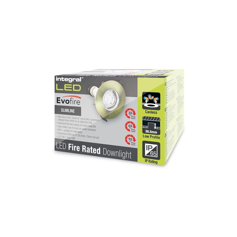 Integral ILDLFR70D045 Evofire GU10 Downlight, Antique Brass, 85mm, Round