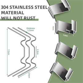 60pcs Greenhouse Clips for Glass, Stainless Steel Greenhouse Window Clips Stormproof Glass Pane Fixing Clips for Greenhouse Holding Glass Durable and Easy to Install