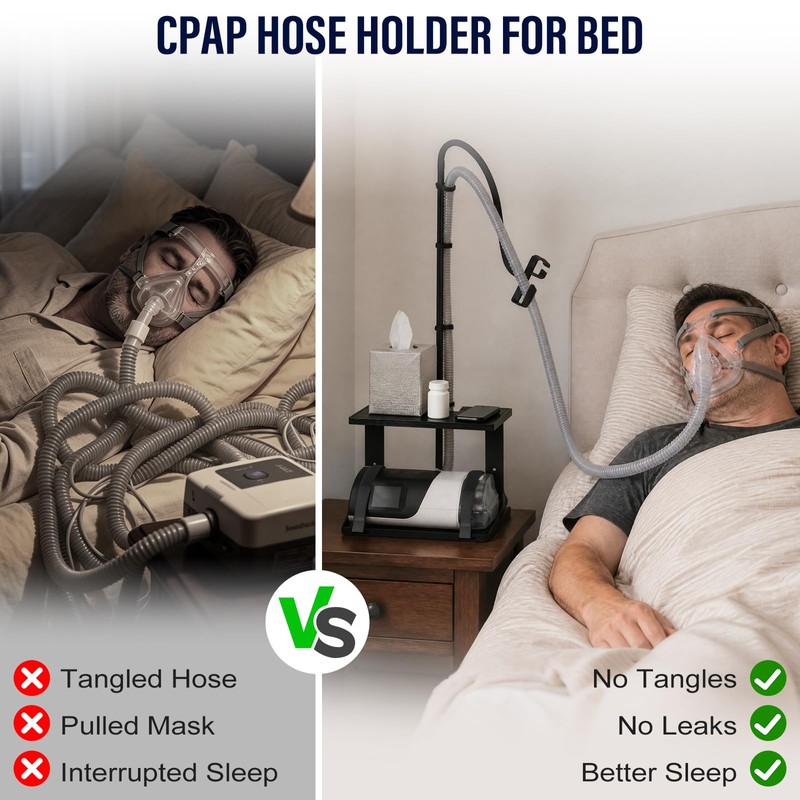 2-Tier CPAP Hose Holder for Bed,Desktop & Wall Stand for
