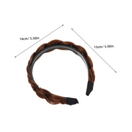 Healvian Wide Plaited Wig Headband for Women Braid Hair Accessory for Parties Festivals Everyday Wear Natural-looking Synthetic Hair Light Brown