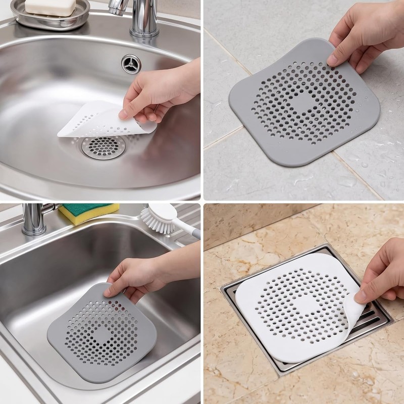 10 Filtros Multifuncionales Silicona para Desagüe Ventosa Coladera Drenaje Captador
