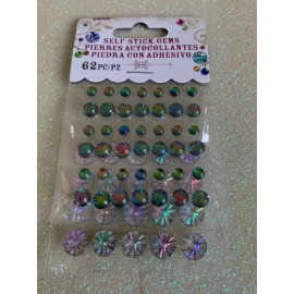 The Paper Studio SELF-STICK GEMS 3D ROUND RAINBOW GEMSTONES MULTI-COLOR MULTI-SIZES 62pcs