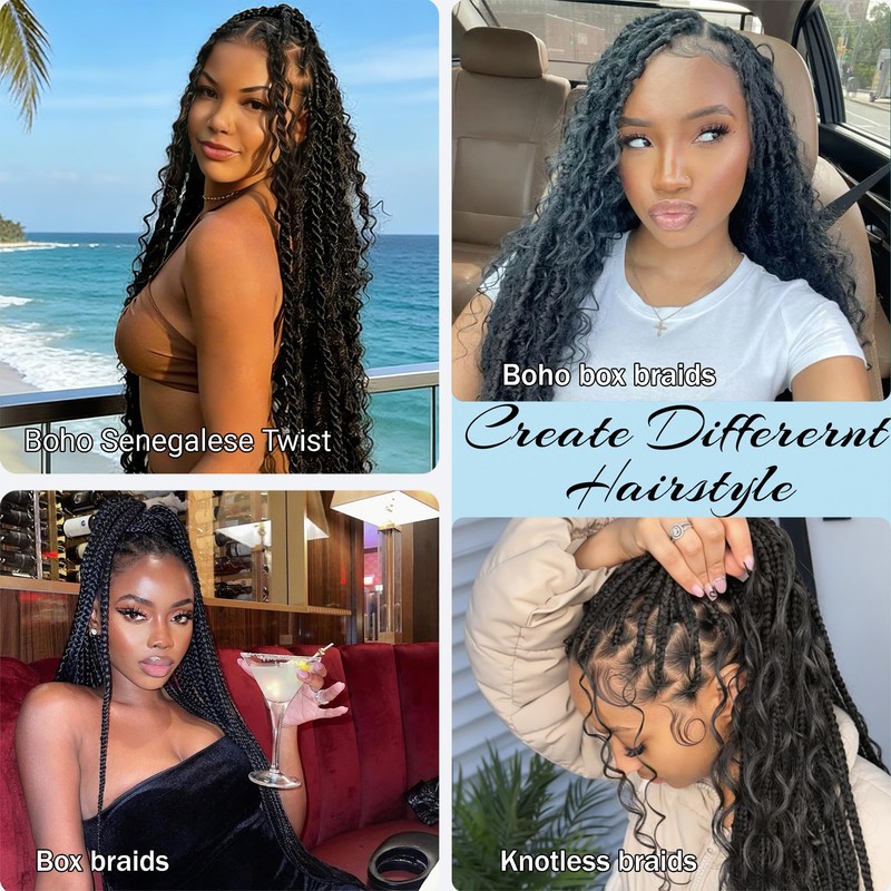Boho Hair for Braiding 18 Inch Curly Crochet Hair Deep