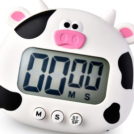 Cute Cartoon Animal Digital Timers, Countdown Timer Kid Timers LCD Display Magnetic Kitchen Timer with ON/Off Switches for Kitchen Cooking Bake Accessories(White)