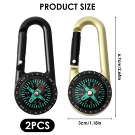 2 Pack Compass Hiking Keychains Small Compass Navigation with Fluorescent Design for Outdoor Military Scout Orienteering Camping Sport Carabiner Keyring Travel Hiking Equipment Accessories