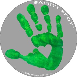 Safety Spot Magnet - Kids Handprint for Car Parking Lot Safety - Gray Background (Green)
