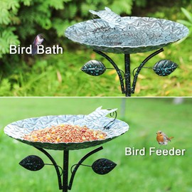 MUMTOP Bird Baths for Outdoors, Metal Birdbaths Bowl Bird Feeder with Stake for Outdoor Garden Yard Lawn Outside Turtle Decor, 37 inch Height