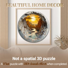 Wooden Puzzle for Adults-3D Vision Effect Wooden Puzzle Unique Shape Advanced Cave Wooden Jigsaw Puzzle for Adult, Wood Puzzles,Challenge Wooden Jigsaw Puzzle (M-11.4 * 11.4in-200pcs)