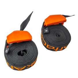 YakAttack Cam Strap 9' x 1" | Heavy Duty Polyester Kayak Tie Down | Black/Orange – 2 Pack | Rubber Buckle Cover | Durable Webbing | Made in USA