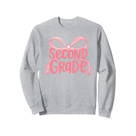 Preppy Second Grade Coquette Bow Back To School Teacher Girl Sweatshirt