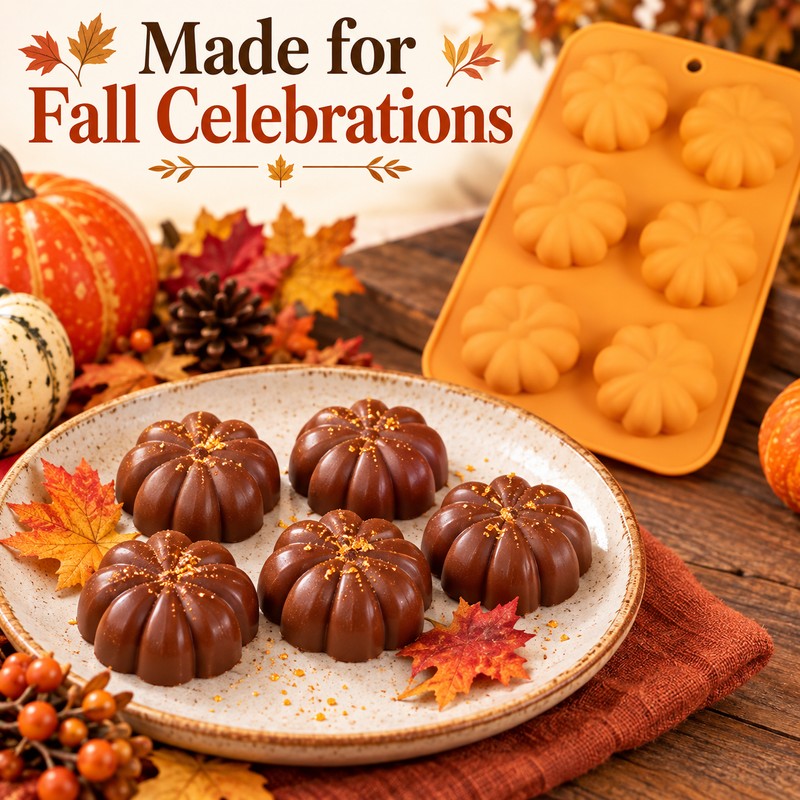 Pumpkin Silicone Mold for Fall Treats – 6-Cavity Tray for