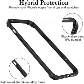 New Aluminum Frame Metal Bumper Frame Slim Hard Case Cover for iPhone16 ProMax, Metal Frame Armor with Soft Inner Bumper, Raised Edge Protection (Black, for iPhone16 Pro Max)