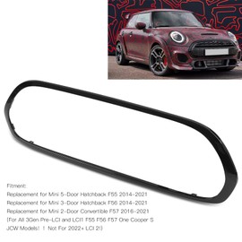 Qiilu Front Grille Grill Frame Surround 51137449207 Gloss Black Replacement for Mini F55 F56 F57 One Cooper S JCW 2014+