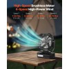 7W 8 Inch Solar Fan with LED Light 10400mAh Rechargeable