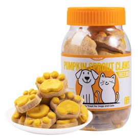 Freeze Dried Pumpkin Paws Dog Treats - Natural Ingredient Cat Treats Chicken Salmon Pumpkin Beef Chicken Liver Fish Oil High Protein Snacks for Digestion Gut Health (14 Pieces)