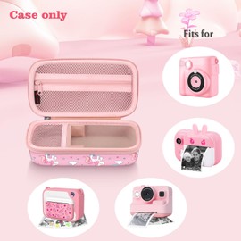 Fintie Kids Camera Case Compatible with ESOXOFFORE, MINIBEAR, Dylanto, GKTZ, Mgaolo, WEEFUN Instant Print Camera Digital Video Cameras, Hard Carrying Storage Bag Holder Organizer, Pink Horse
