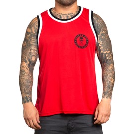 Sullen Men's BOH Tattoo Lifestyle Graphic Art Sleeveless Breathable Arm Ribbed Jersey Tank Top Red
