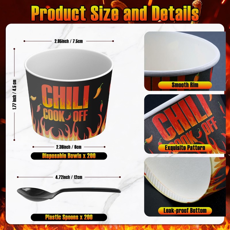 ARQRHTLY Chili Cook Off Party Supplies Set with 200 Disposable